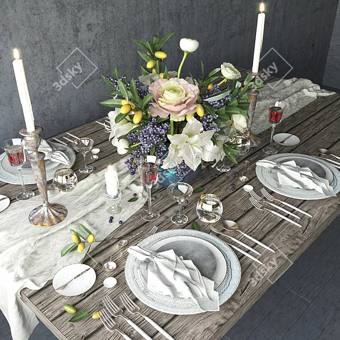 Boho Chic Table Decor 3D model image 4