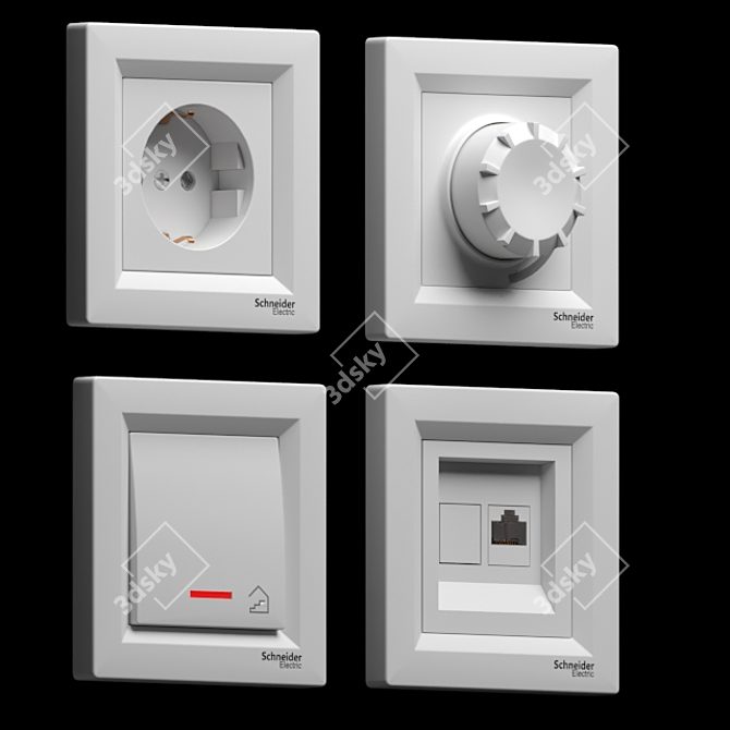 Asfora Switches & Sockets: Sleek & Stylish 3D model image 3