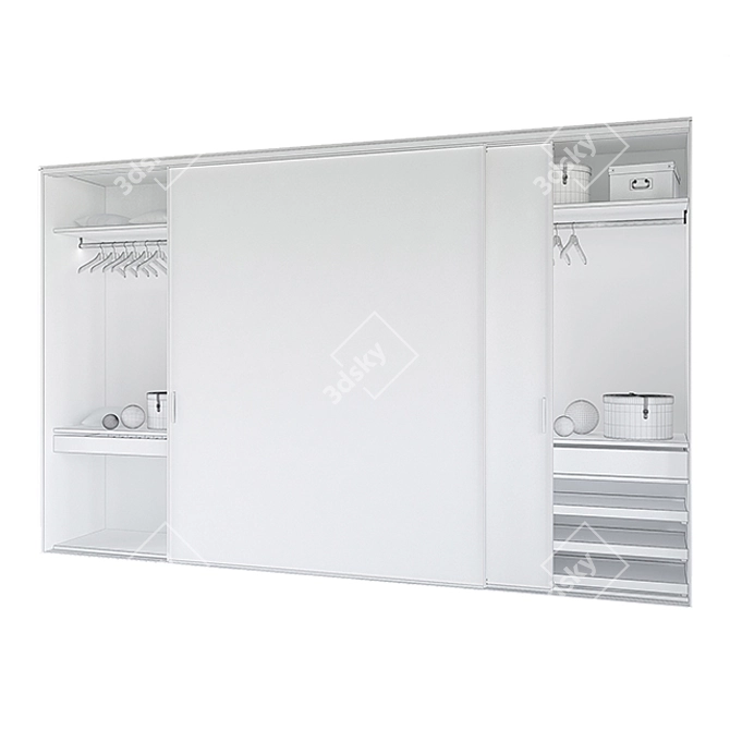 Modern Illuminated Wardrobe with LED Doors 3D model image 3