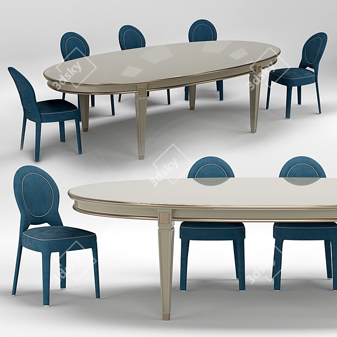 Elegant Ritz Medaillon Chair & Vendome Table Set 3D model image 1