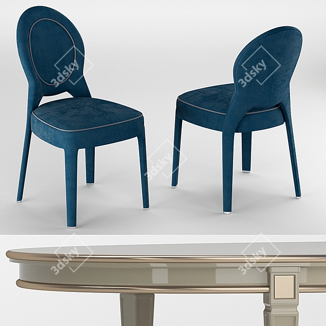 Elegant Ritz Medaillon Chair & Vendome Table Set 3D model image 2