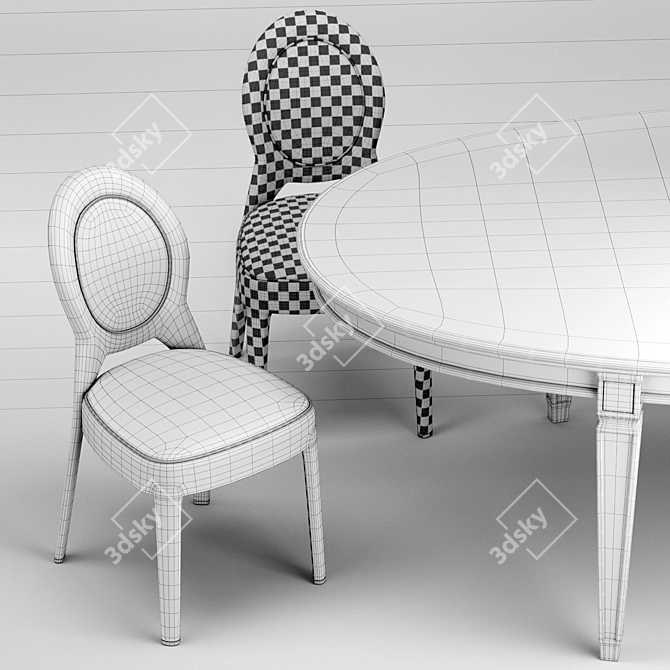 Elegant Ritz Medaillon Chair & Vendome Table Set 3D model image 3