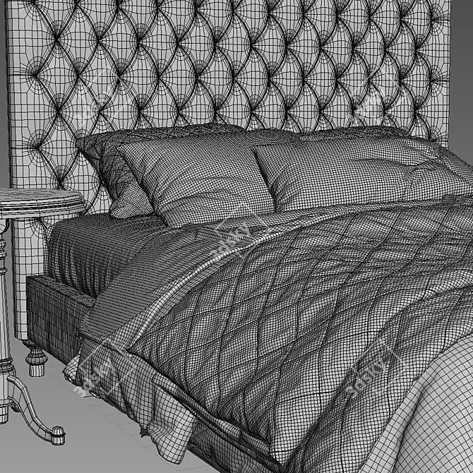 TARYN TUFTED BED - OAK: Luxurious Oak Tufted Bed - Restful Elegance! 3D model image 3