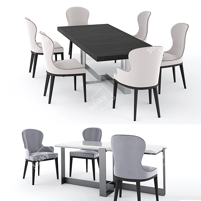 Sleek Modern Table & Chair Set 3D model image 1