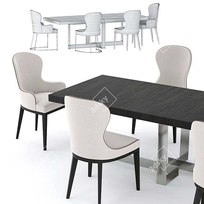Sleek Modern Table & Chair Set 3D model image 3