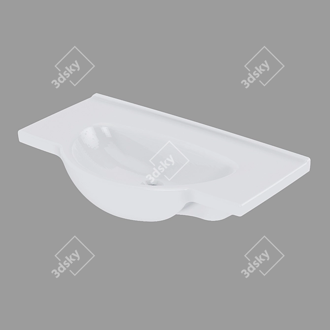 Sleek White Built-In Sink: NATI 80 3D model image 1