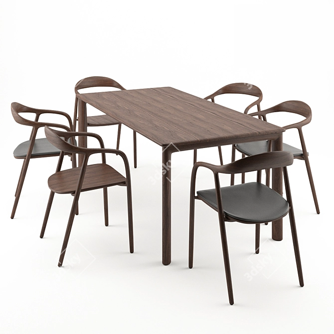 Neva Artisan Chair & Table Set 3D model image 1