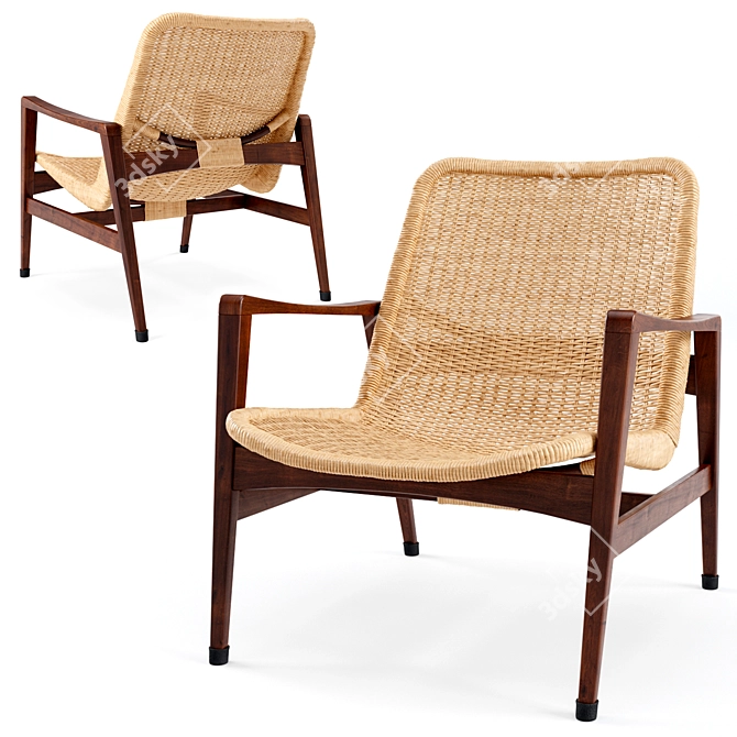 Yamakawa Rattan Vintage Lounge: Timelessly Chic 3D model image 1