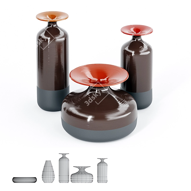 Natuzzi Stromboli Ceramic Vases 3D model image 3