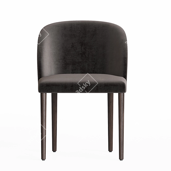 Elegant Camille Chair: Velvet & Wood 3D model image 3