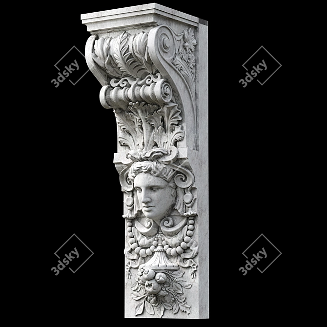 Parisian Man Head Corbel Bracket 3D model image 1