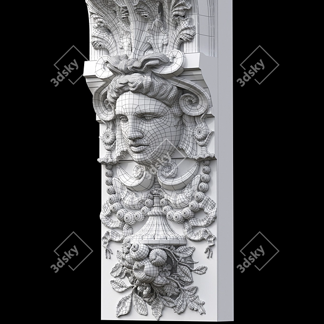 Parisian Man Head Corbel Bracket 3D model image 3