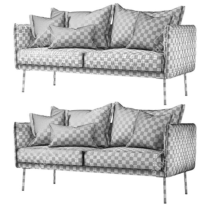 Elegant Samt-Sofa Ivy - Luxuriöses 2-Sitzer 3D model image 3