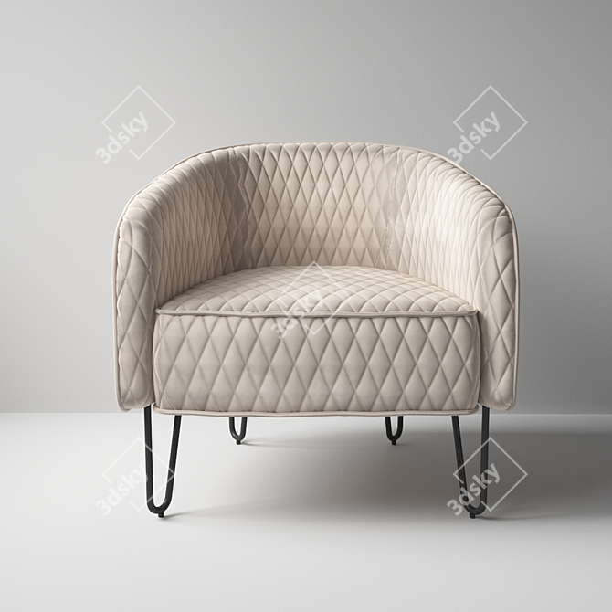 Strasburg Velvet Armchair: Stylish and Comfortable 3D model image 1