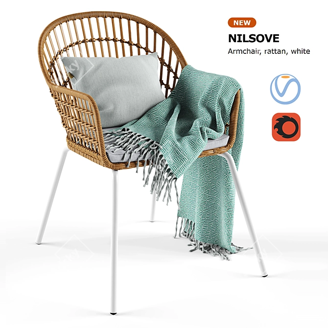 Stylish Rattan Armchair - Nilsove Ikea 3D model image 1