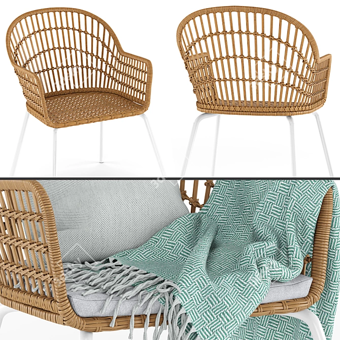 Stylish Rattan Armchair - Nilsove Ikea 3D model image 2