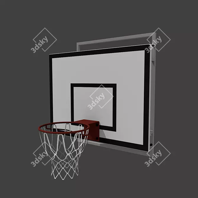 Versatile Basketball Backboard with Basket - 1x1.2x1.2 Dimensions 3D model image 1