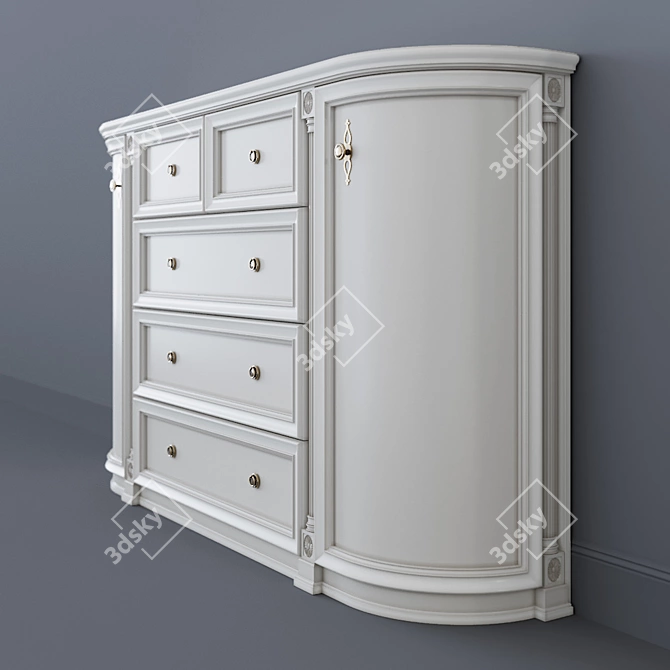 Modern White Chest of Drawers 3D model image 2