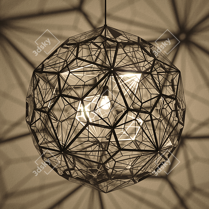 Etch Web Steel Pendant: Contemporary Steel Lighting 3D model image 2