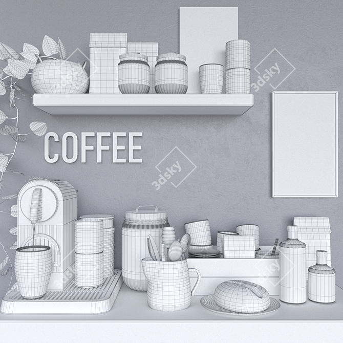 Home Coffee Bar Set 3D model image 3