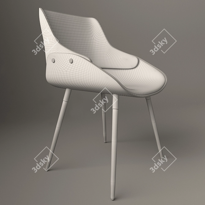 Buttoned Chair: Stylish and Compact 3D model image 2