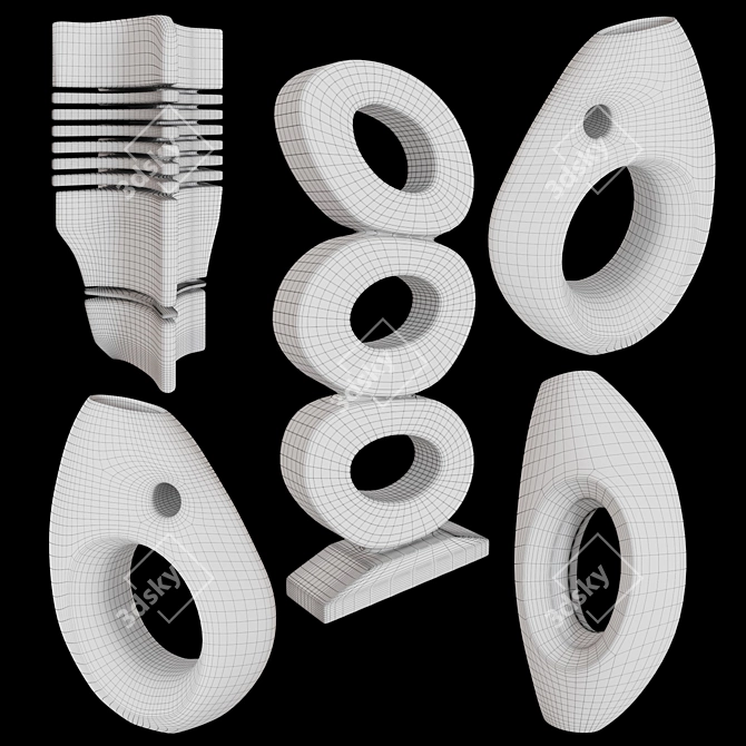 Contemporary Marble Sculptures Set 3D model image 2