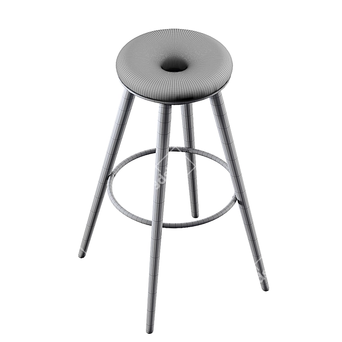 Sleek Kitson Barstool: Natural Wood, Black 3D model image 3