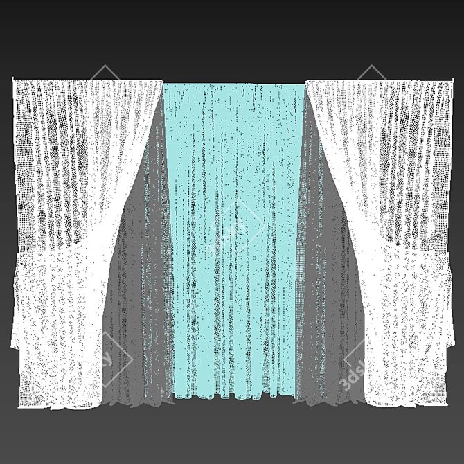 Modern Window Curtain - 3D Model 3D model image 2