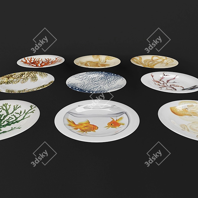 Elegant Decorative Plate: 3D Model 3D model image 3