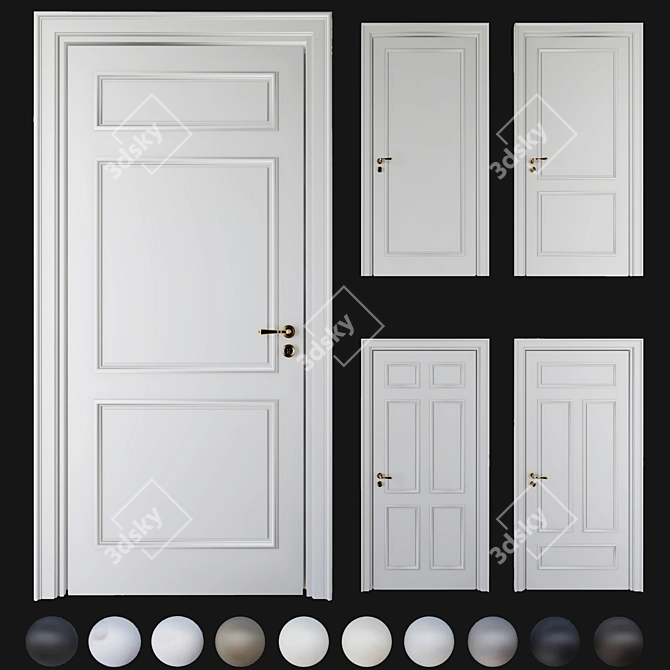 Elegant French Neoclassic Doors 3D model image 1