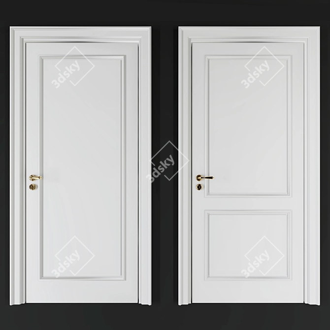 Elegant French Neoclassic Doors 3D model image 2