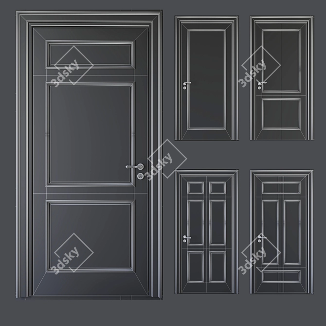 Elegant French Neoclassic Doors 3D model image 3