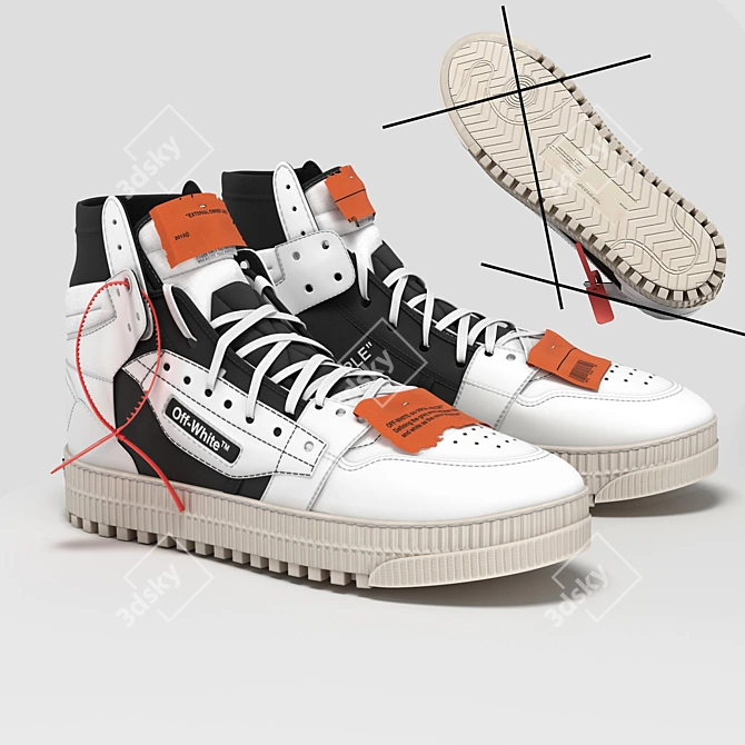 Sleek Off White Court sneakers 3D model image 1