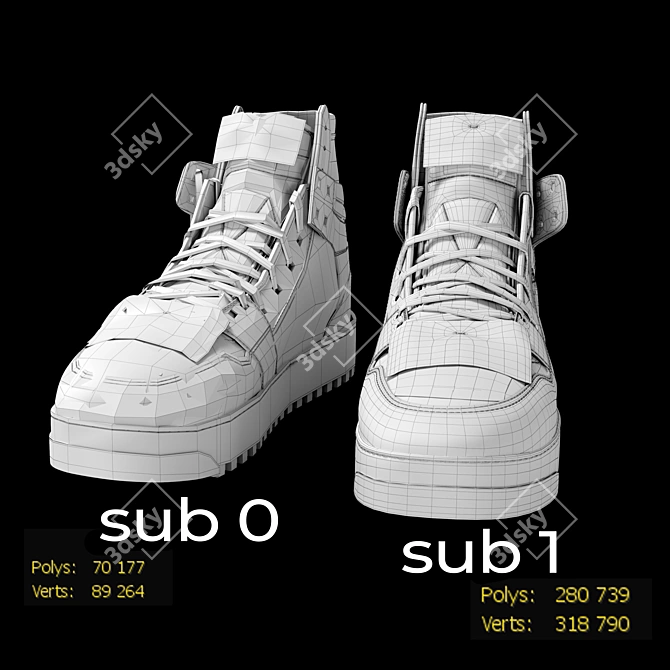 Sleek Off White Court sneakers 3D model image 3