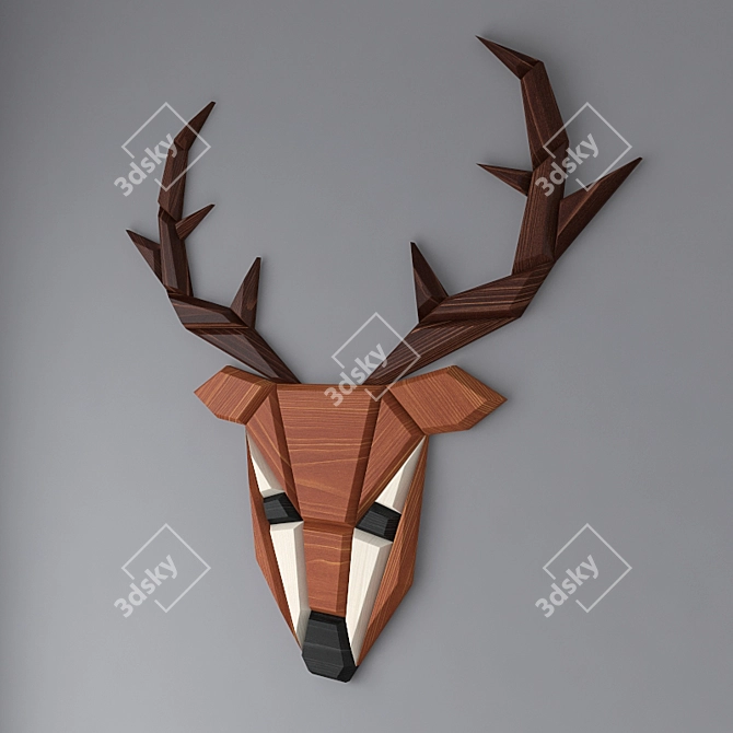  Wooden Deer Wall Decor 3D model image 2