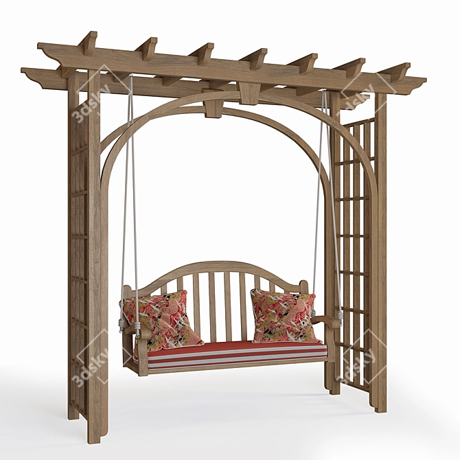 Wooden Garden Swing in Two Colors 3D model image 1