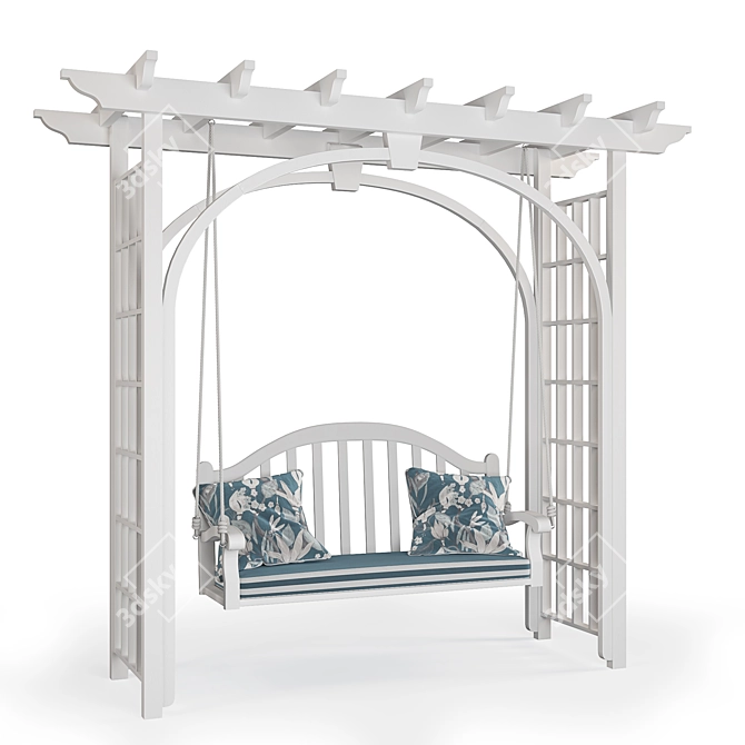 Wooden Garden Swing in Two Colors 3D model image 2