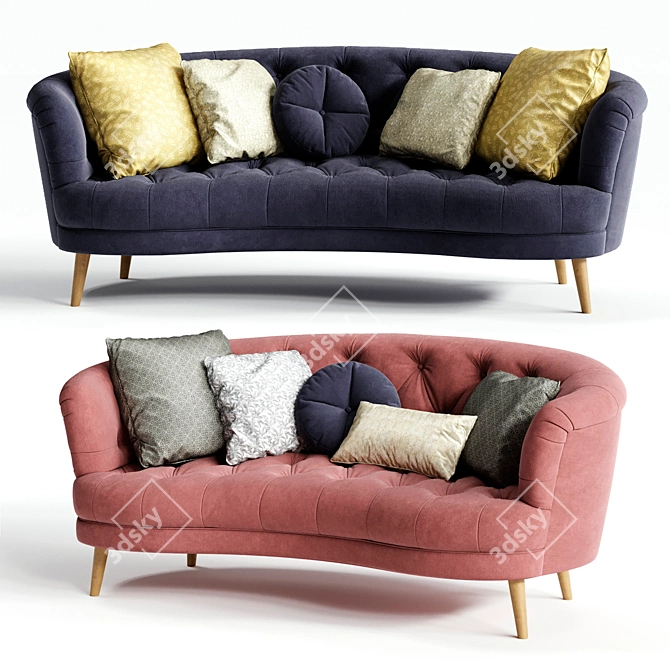 Elegant Jean Midi and Maxi Sofas 3D model image 1