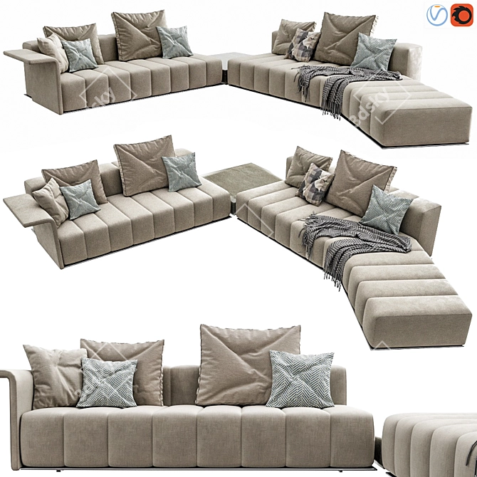Modern Minotti Freeman Lounge Set 3D model image 1