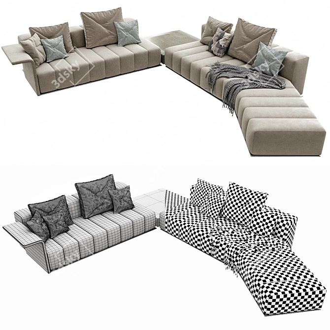 Modern Minotti Freeman Lounge Set 3D model image 3