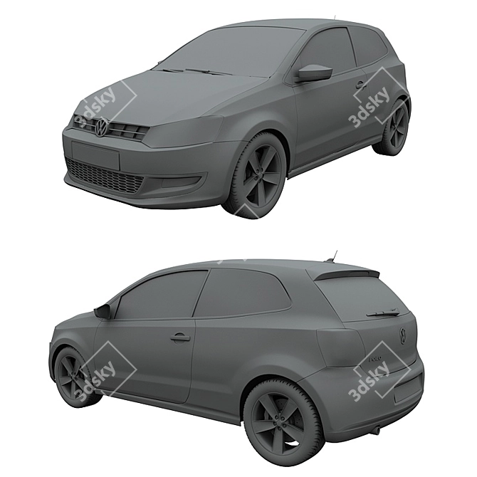 2010 Volkswagen Polo 3-Door: High-Detail V-Ray Model 3D model image 2