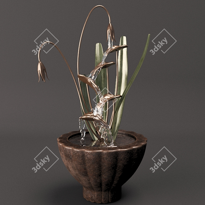 Elegant Water Blossom: Fountain Flowerpot 3D model image 1