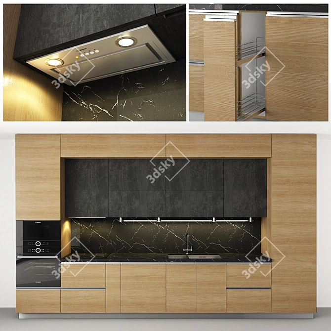 Sleek Bosch Kitchen 3D model image 1