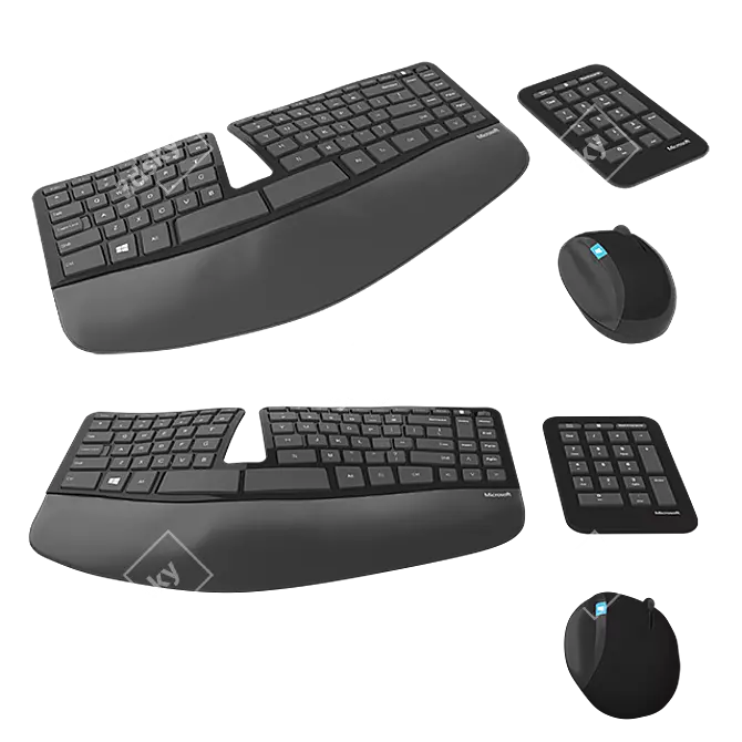 Elevate Your Comfort: Microsoft Ergonomic Keyboard Set 3D model image 1