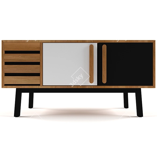 Elegant Oak Sideboard 48x18x24 3D model image 1