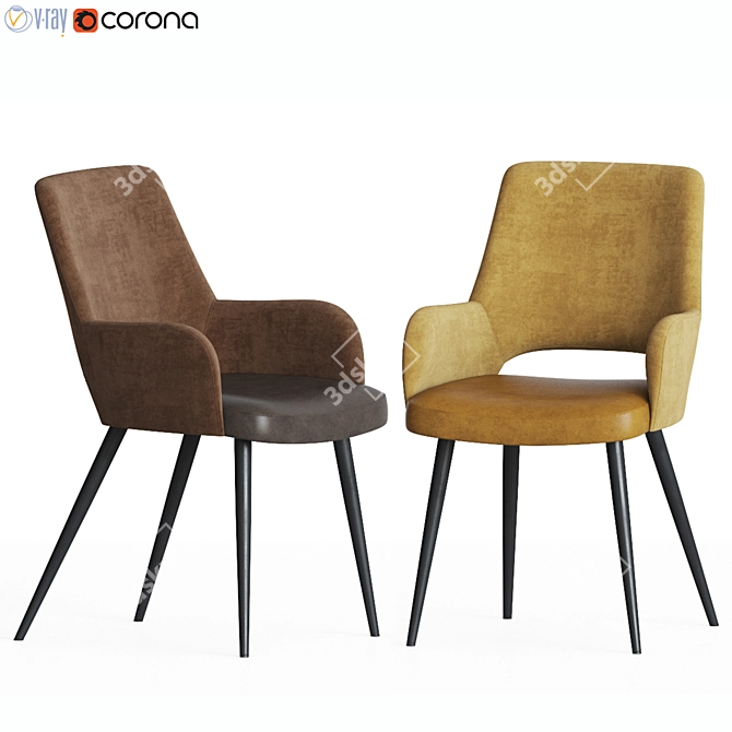 Arona Deephouse Chair: Leather and Velvet Blend 3D model image 1