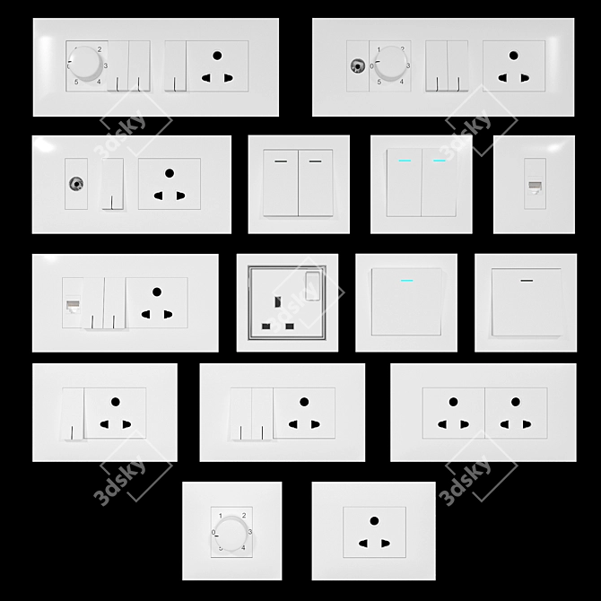 Vintage Style Switches Set 02 3D model image 1