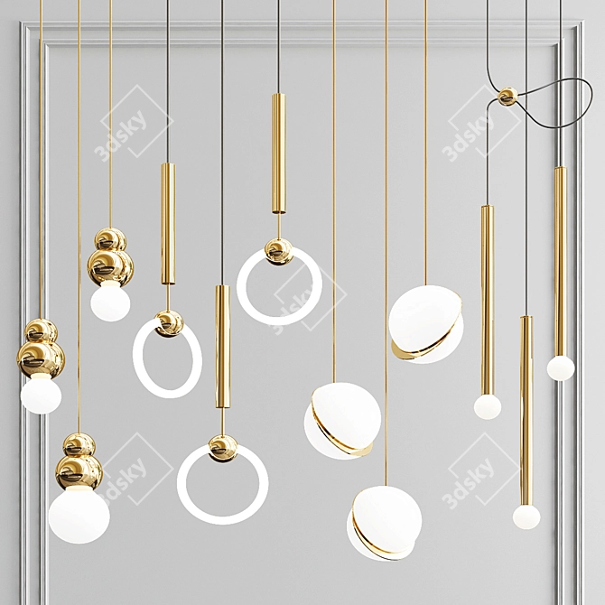 Modern Hanging Light Set - Exclusive 32 Designs 3D model image 1