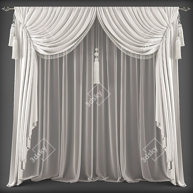 Classic Style Curtains 3D model image 1