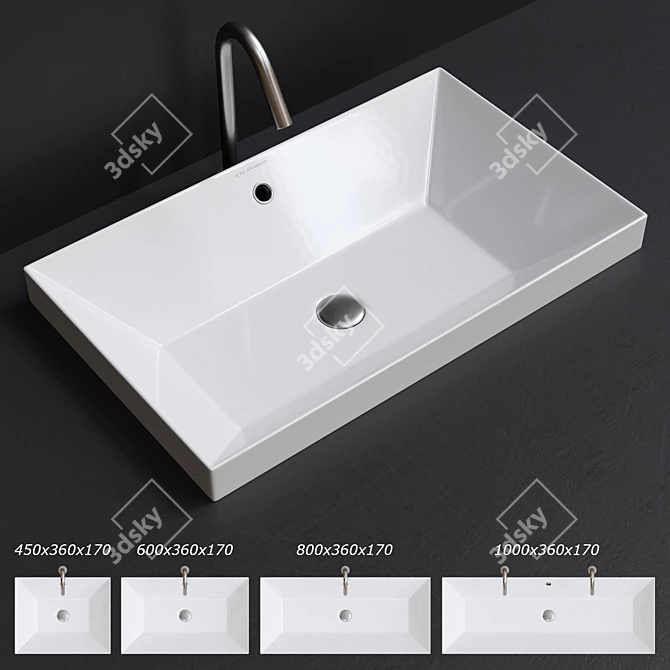 Teorema 2.0 Ceramic Built-in Washbasin 3D model image 1